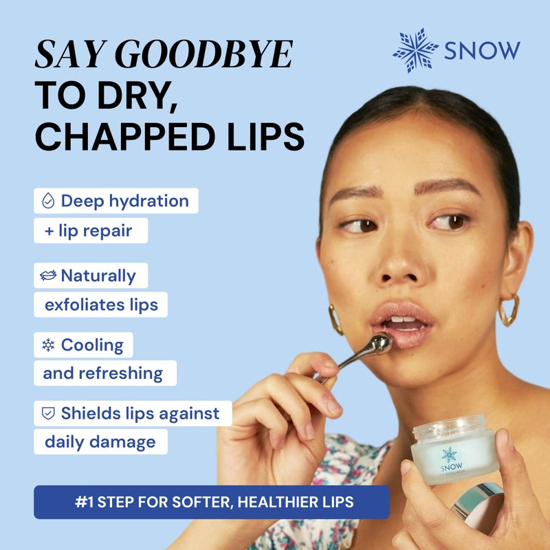 SNOW Lip Scrub Exfoliator - Sugar Scrub for Dry, Cracked Lips with Jojoba Oil, Lavender & Mint - Nourishes, Hydrates & Repairs - Treatment with Refreshing Formula, Comes with Dual Applicator - Image 2